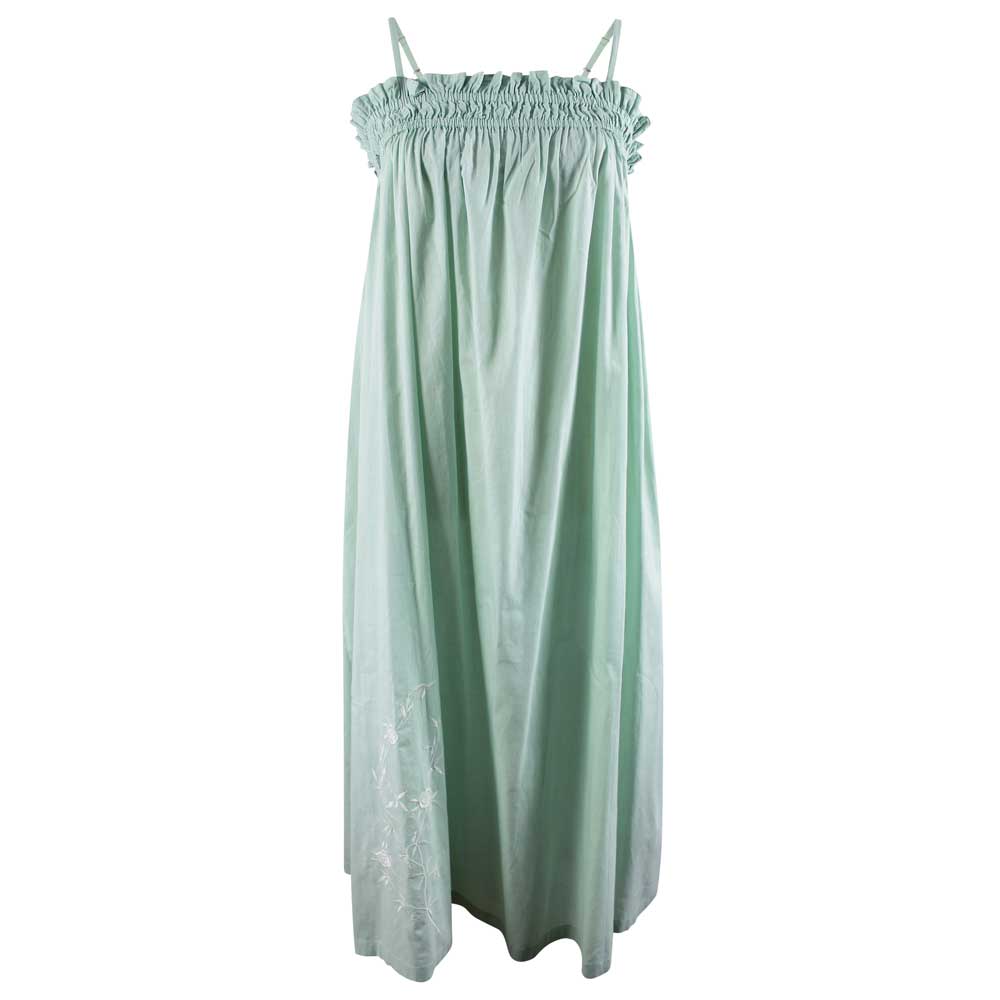 Francesca, Green Adjustable Spaghetti Strap Nightdress With Elasticated Neckline