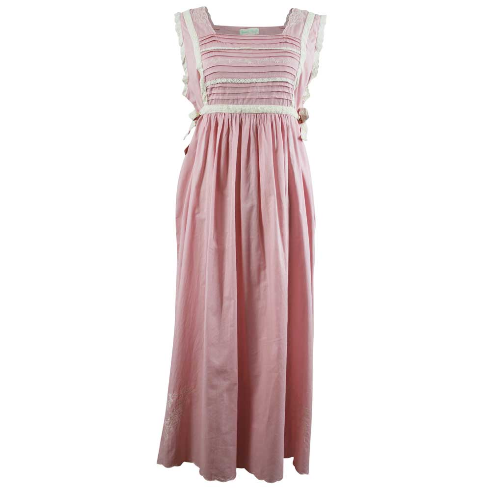 Lorna, Pink Sleeveless Cotton Nightdress With Side Ties