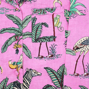 Pink Safari Print Button Down Girls Pyjamas