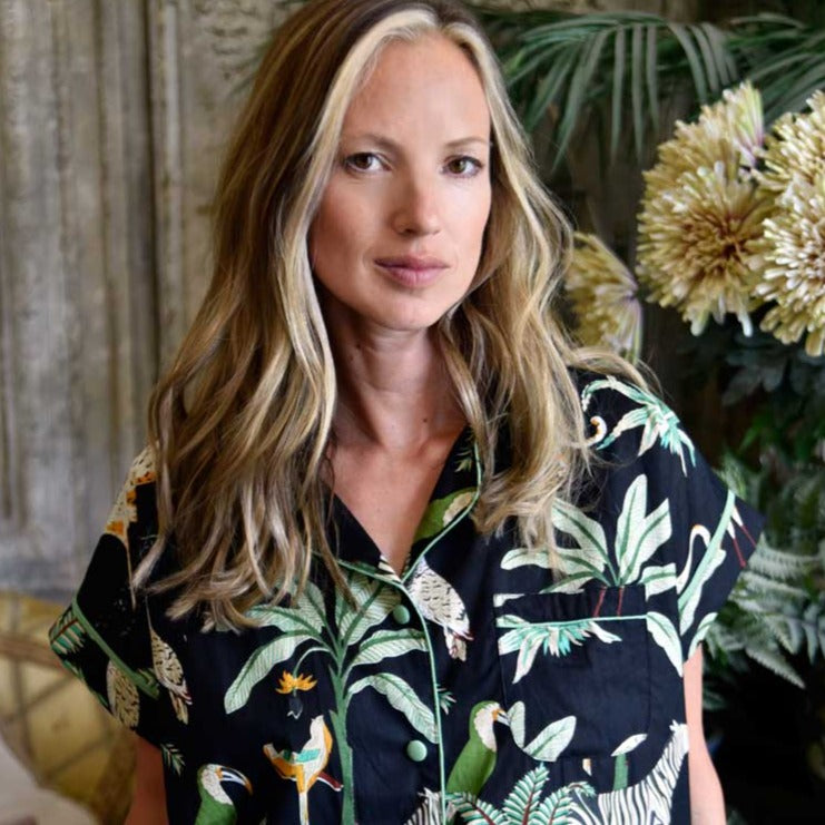 Safari At Night Short Pyjama Set With Piping