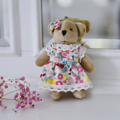 Mini Soft Teddy With Floral Fruit Dress