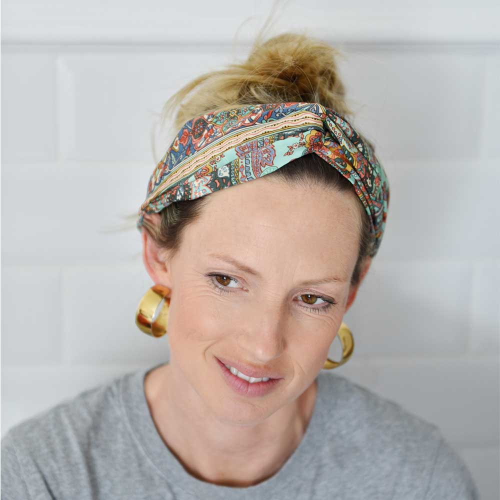 Brown, Orange & Paisley Viscose Headscarf