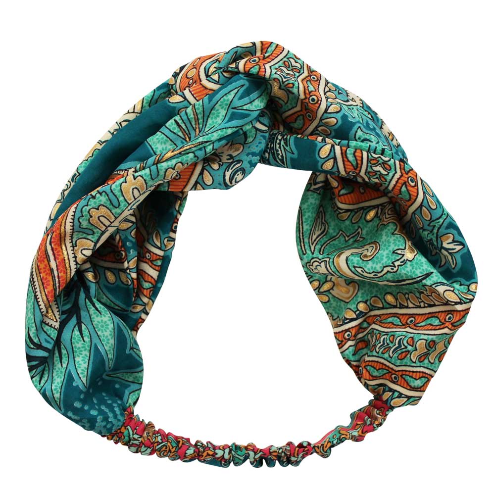 Turquoise, Orange & Pink Paisley Viscose Headband