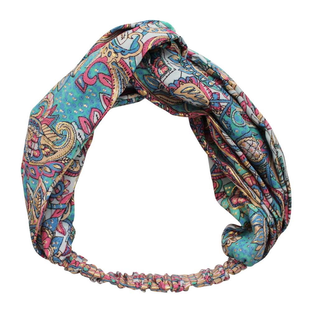 Pink, Blue, Mint & Gold Paisley Viscose Headband