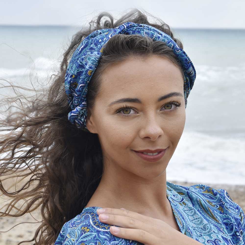 Blue Paisley Viscose Headband - Main Image