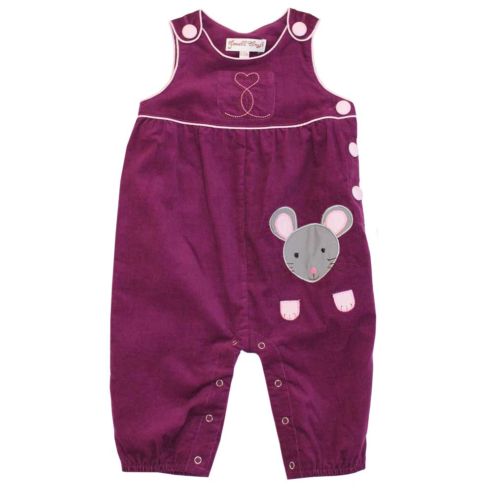 Mouse Applique Cord Dungarees
