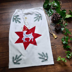 Reindeer Embroidered Christmas Sack