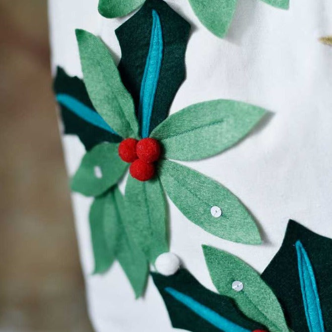 Holly Wreath Christmas Sack