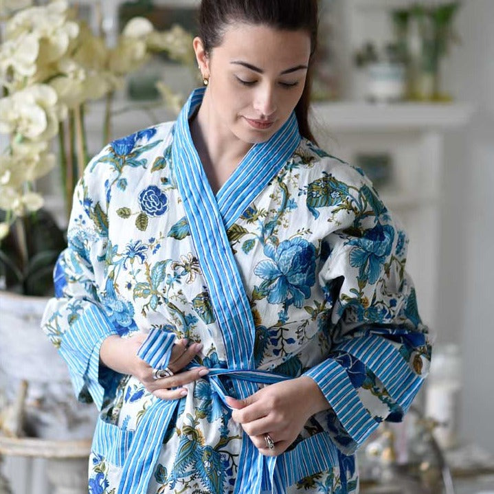 Blue Rose Ladies Dressing Gown Blue Rose Ladies Dressing Gown
