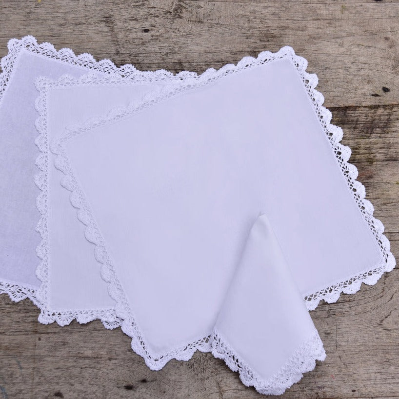 Crochet Lace Edged Cotton Napkin