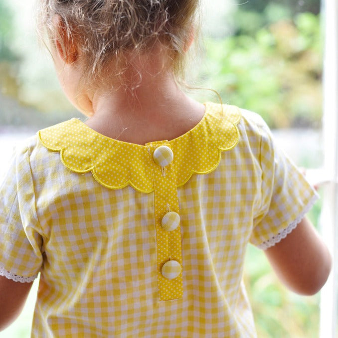 Lemon Checked Appliqued Bumble Bee Dress 