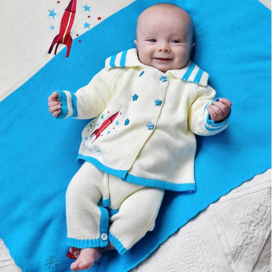Rocket and Space Knitted Pram Coat