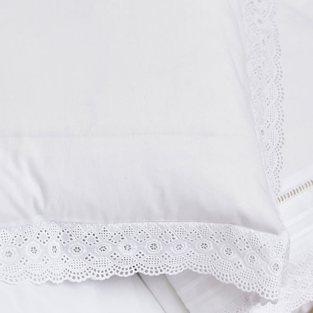 White Cushion Cover With Broderie Anglais Trim