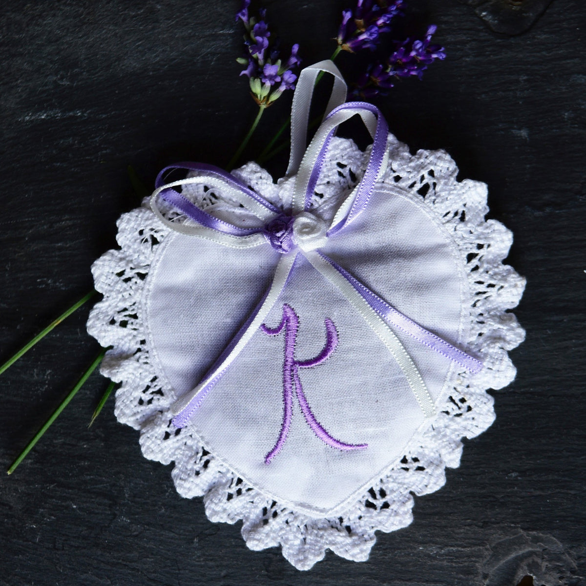 Monogrammed Love Heart Lavender Sachets