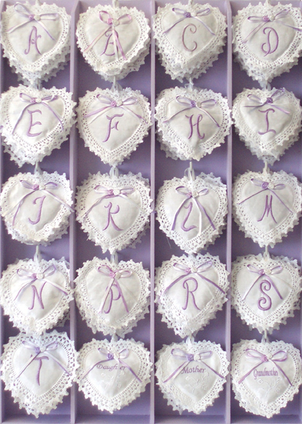 Monogrammed Love Heart Lavender Sachets