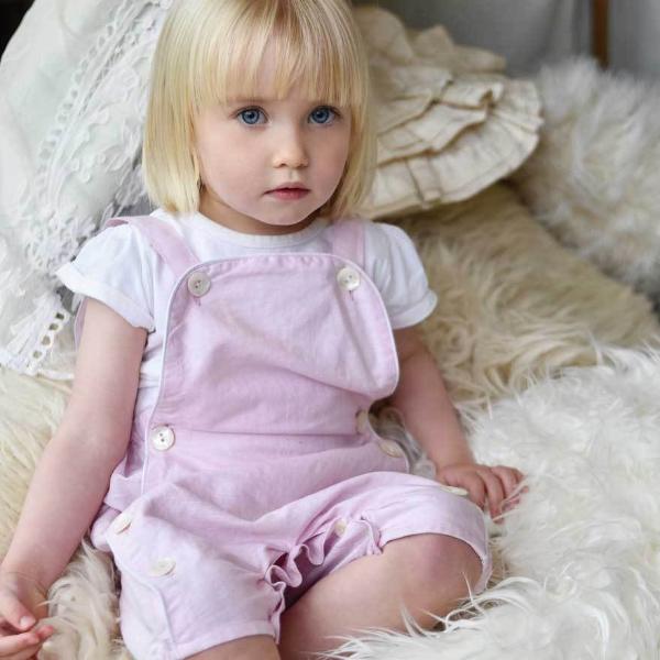 Powder Pink Linen Dungarees