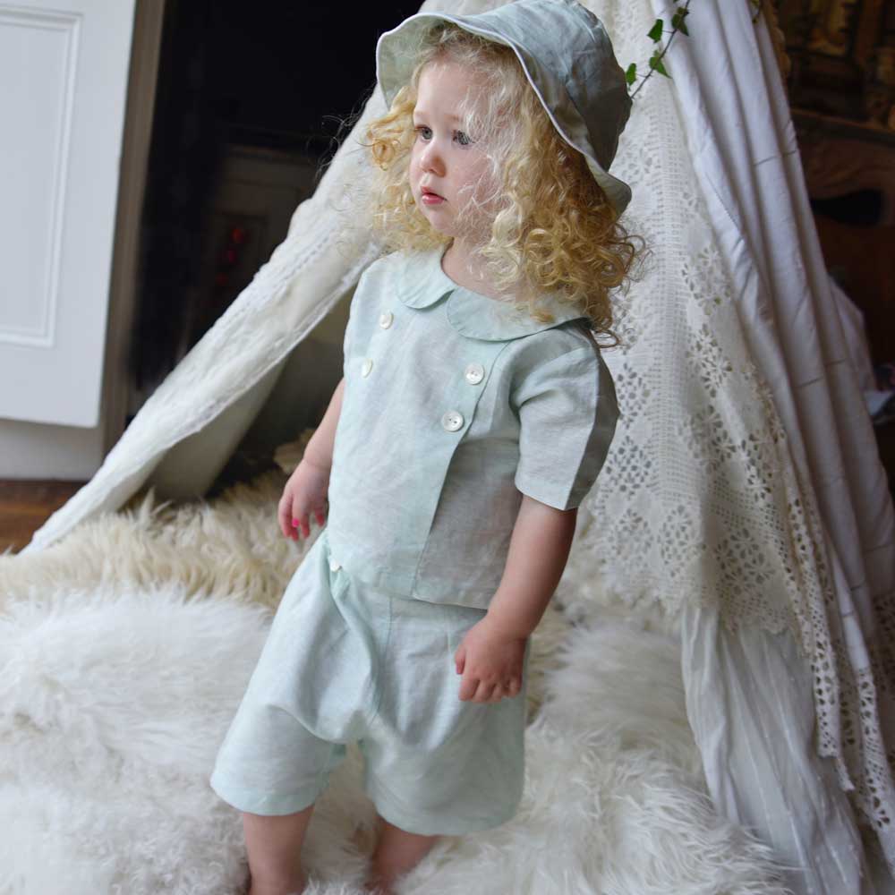 Mint Linen Shirt + Shorts Set