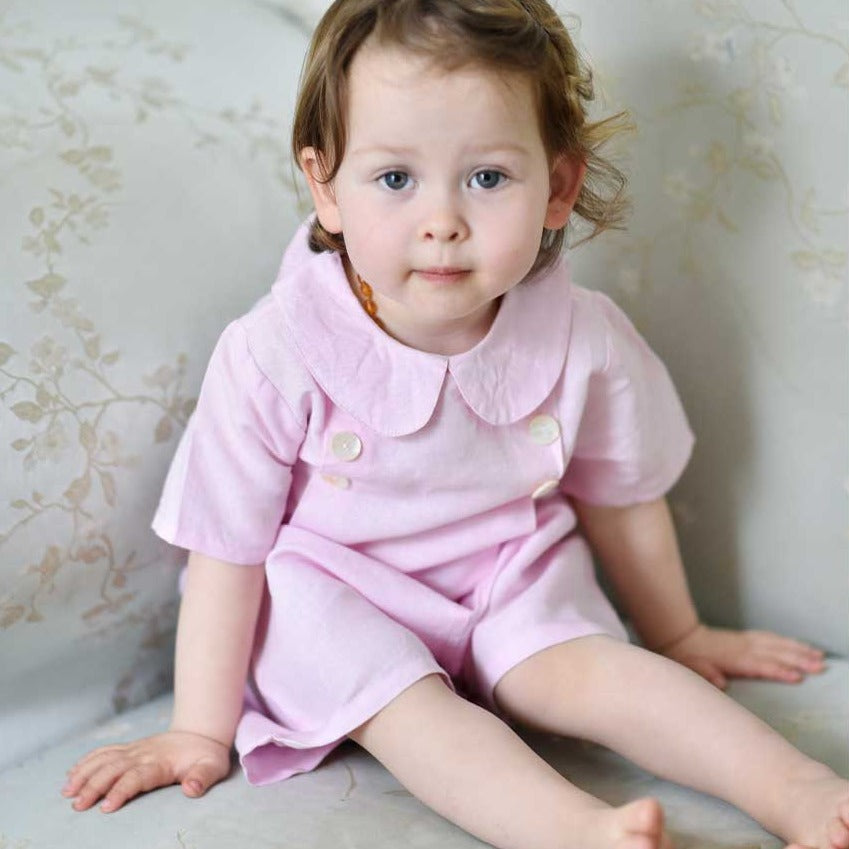Powder Pink Linen Shirt + Shorts Set