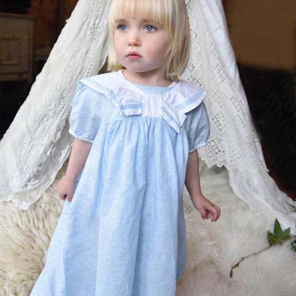 Sky Blue Linen Sailor Dress
