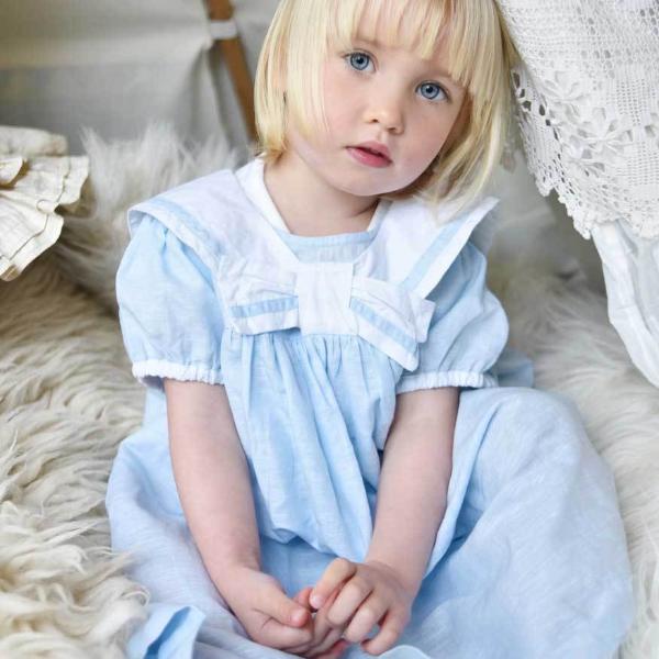 Sky Blue Linen Sailor Dress