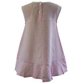 Pink Linen Sleeveless Dress with Ribbon Front
