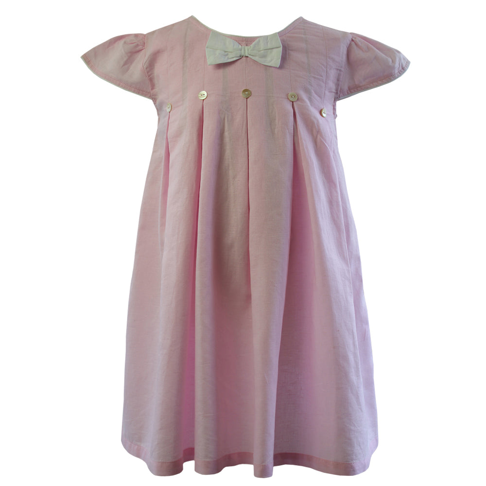 Pink Linen Capped Sleeve Dress