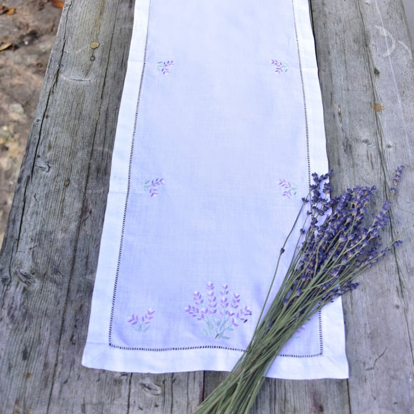 Lavender Embroidered Table Runner