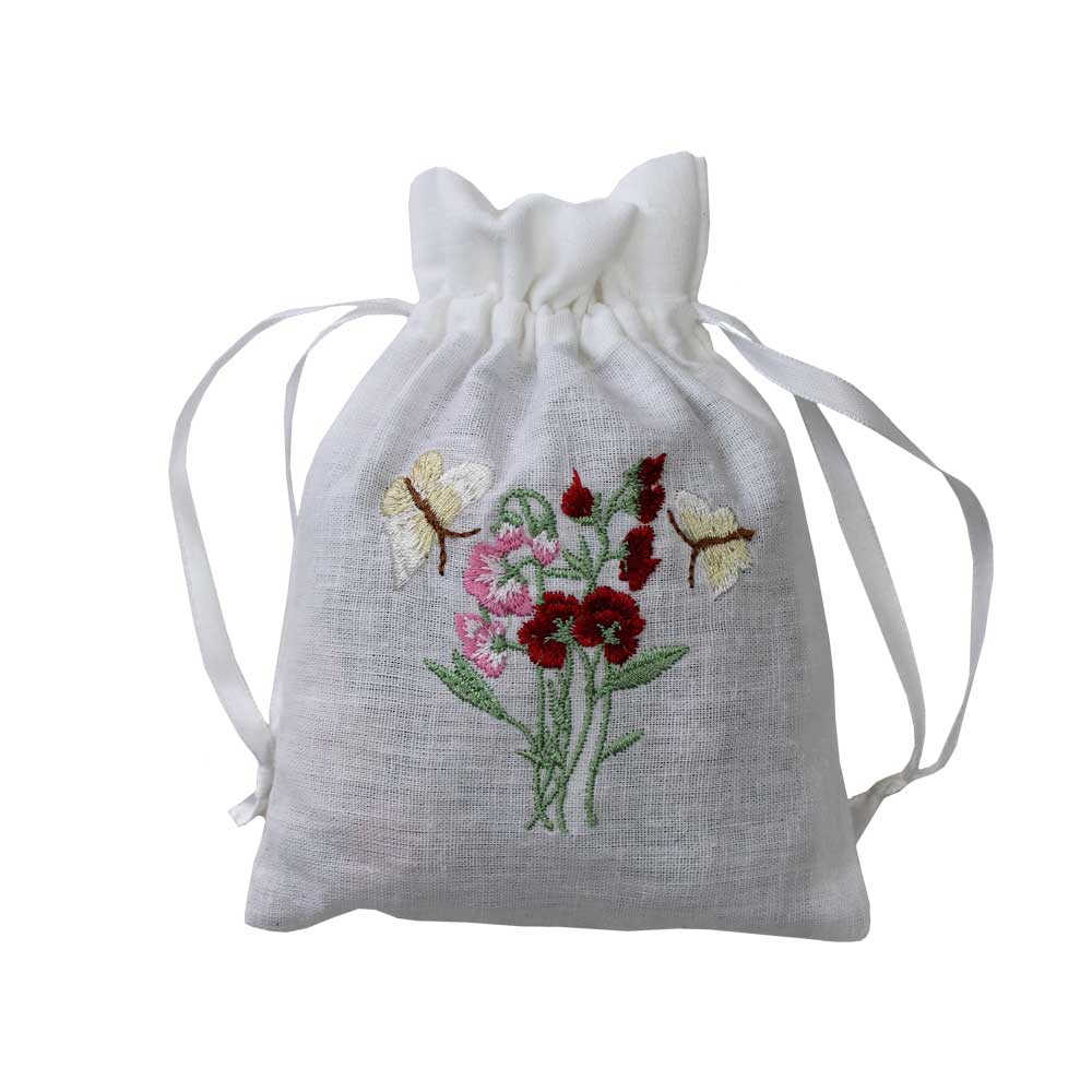 Pack of 3 White Butterfly Embroidered Sachet