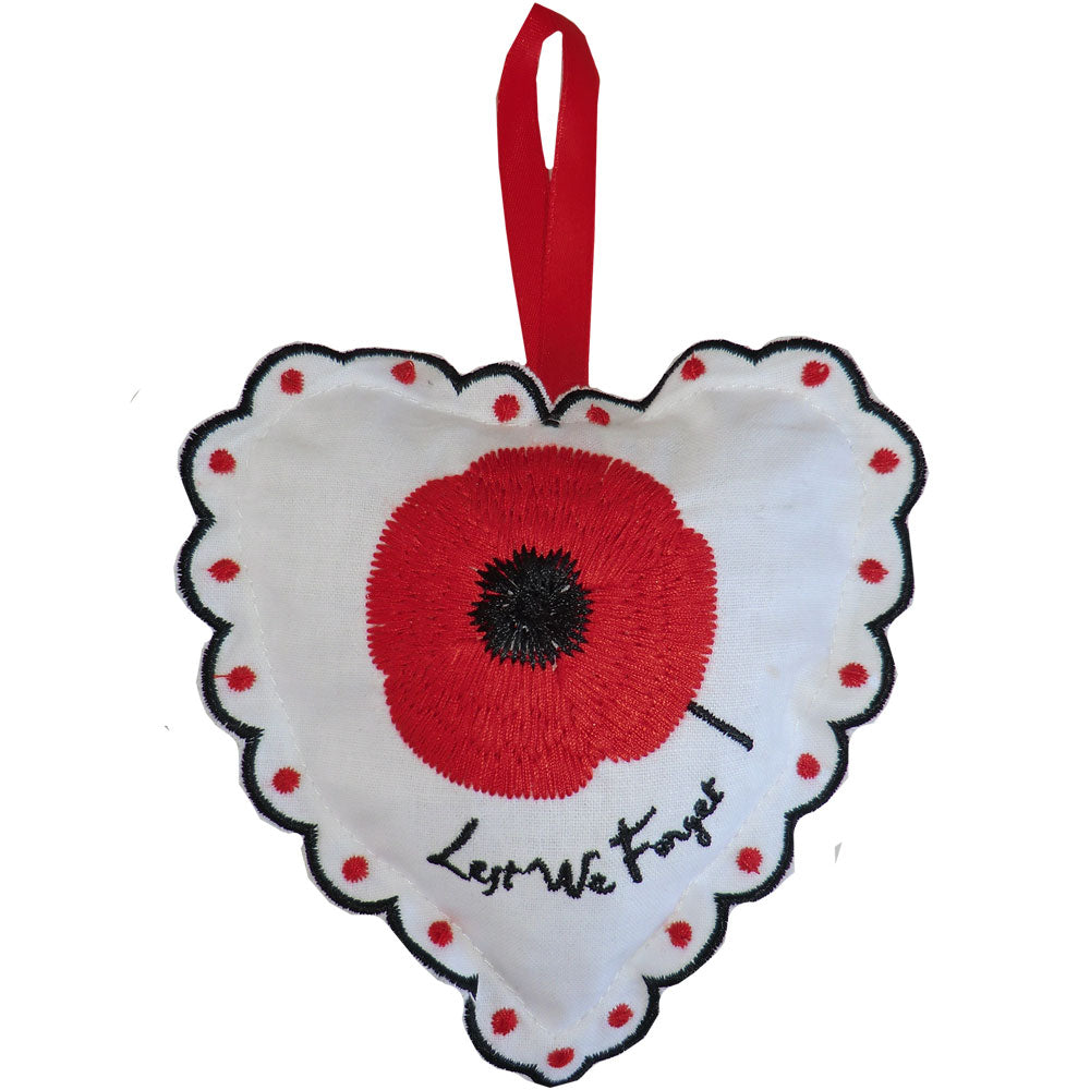 Poppy 'Lest We Forget' Embroidered Heart Sachet