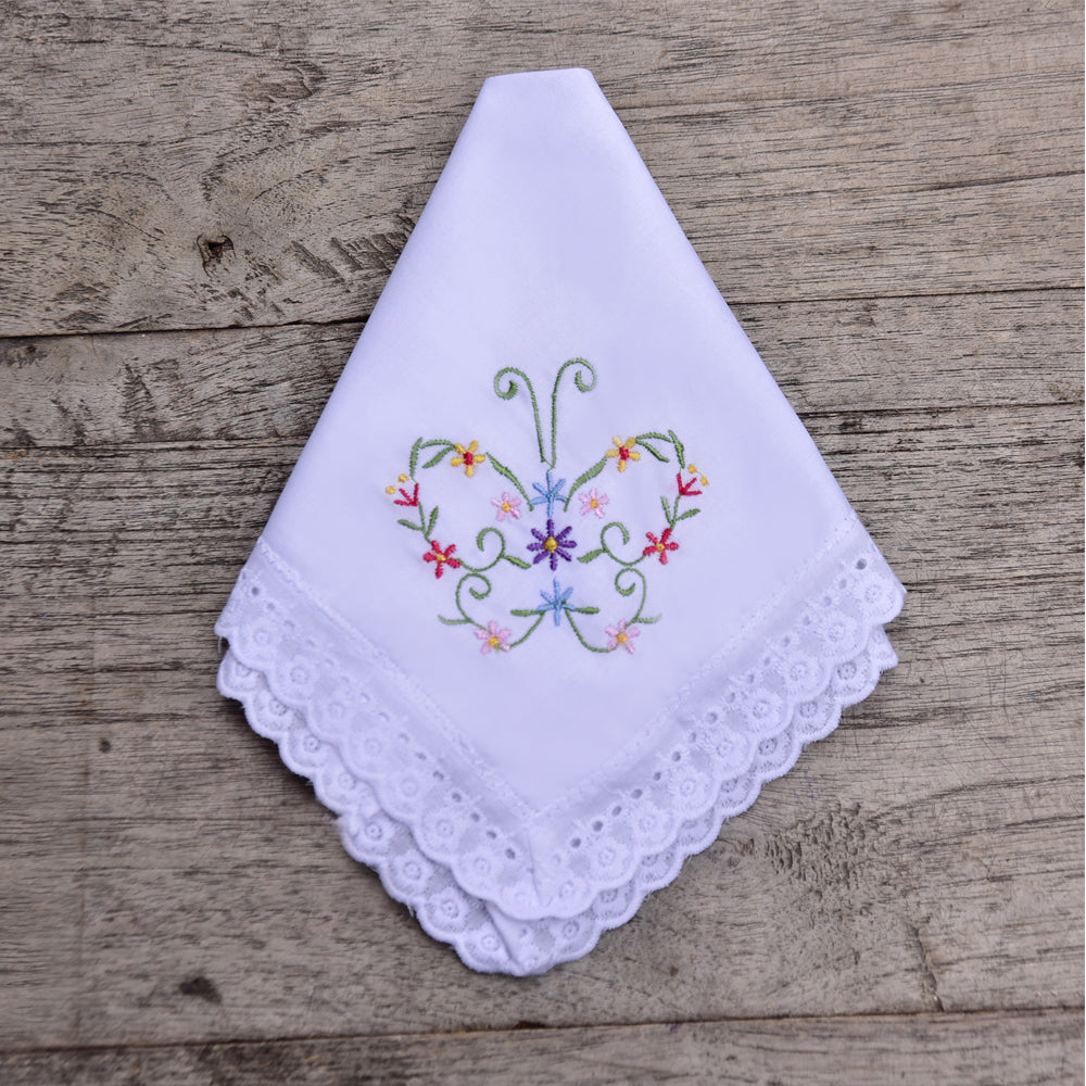 Pack of 3 Butterfly Embroidered Hankies
