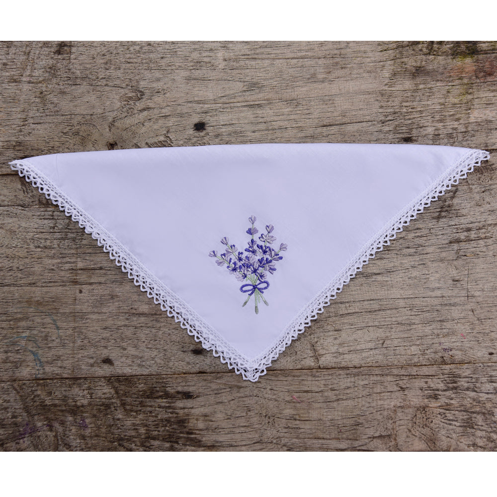 Pack of 3 Lavender Embroidered Hankies