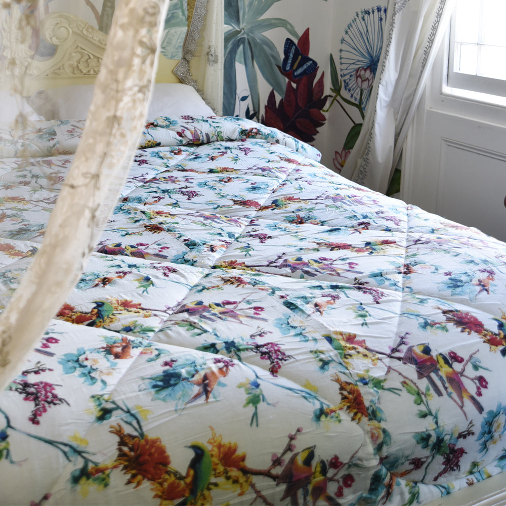 Turquoise Hummingbird Print Quilt