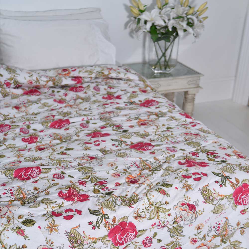 Crimson Garden Print Quilt