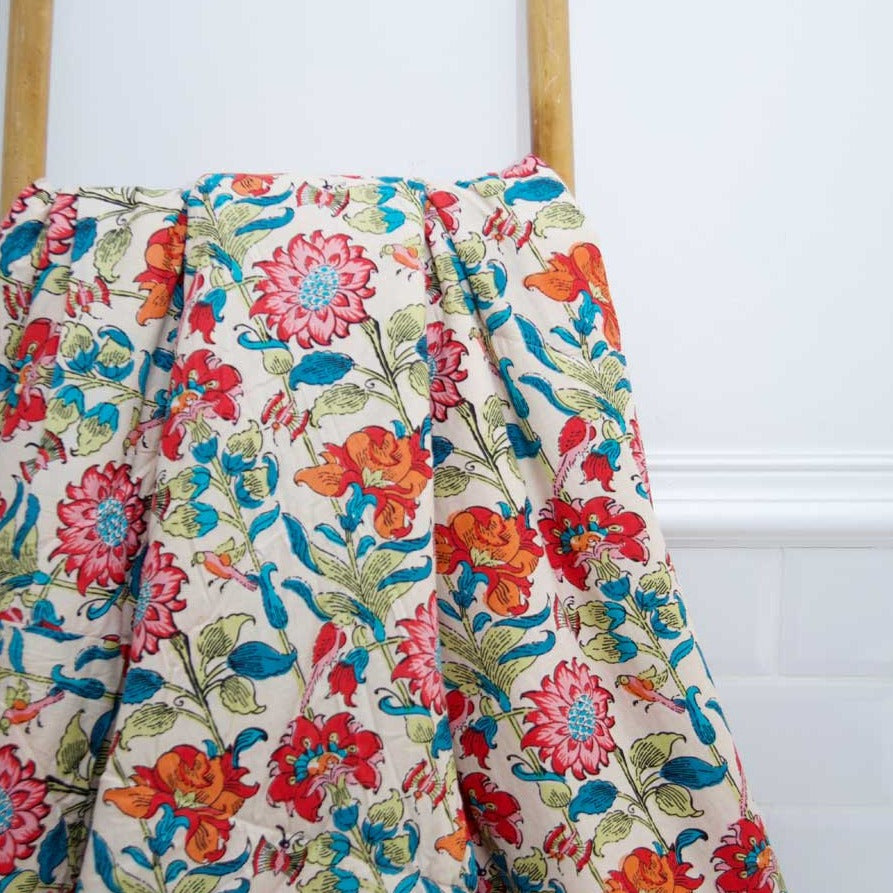 Floral Garden Print Quilt/Throw