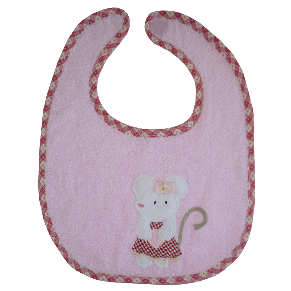 Mouse Embroidered Towelling Bib