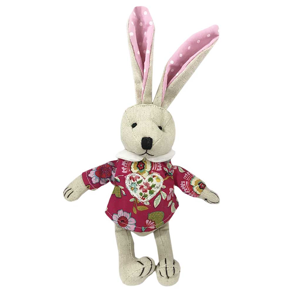 Rabbit Soft Toy with Hot Pink Floral Dress
