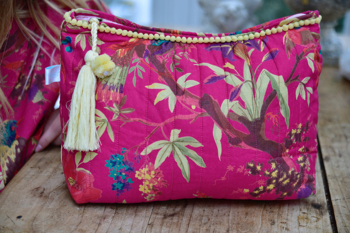 Hot Pink Bird Wash Bag