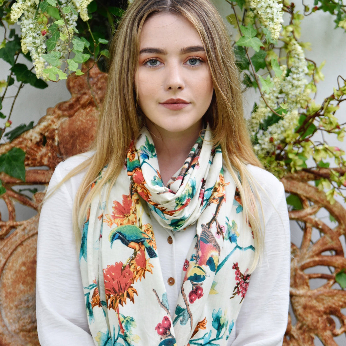 Turquoise Hummingbird Scarf