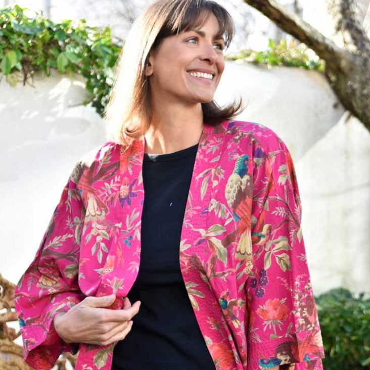 Hot Pink Bird Summer Jacket