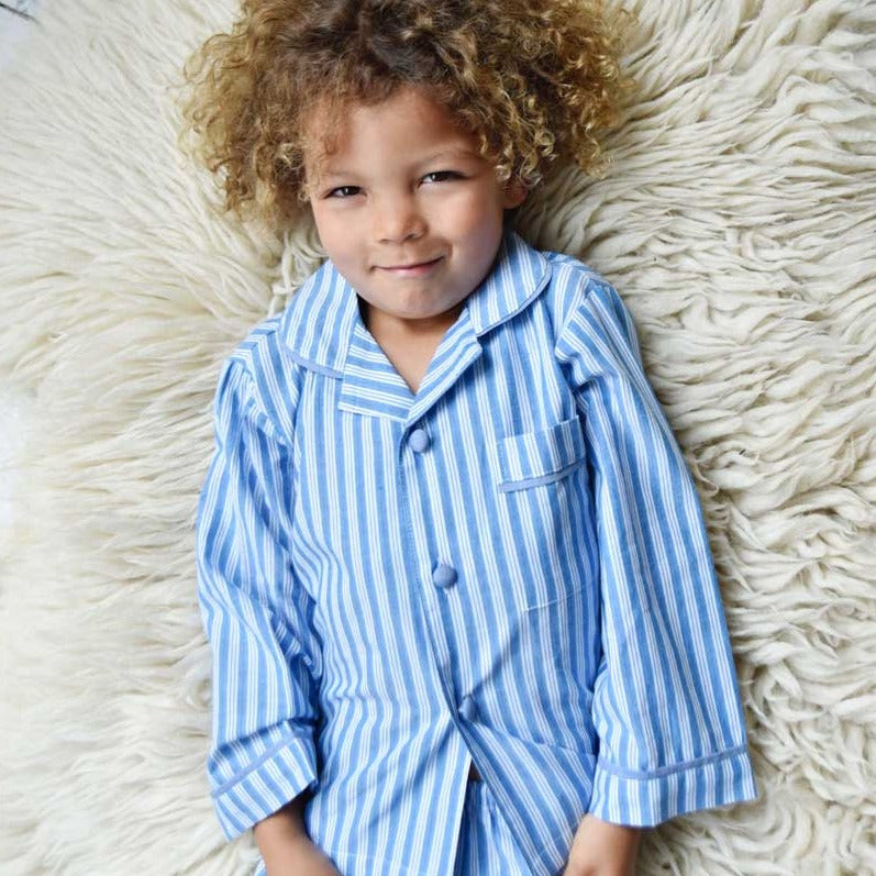 Thomas Boy's Blue/White Striped Pajamas - Powell Craft