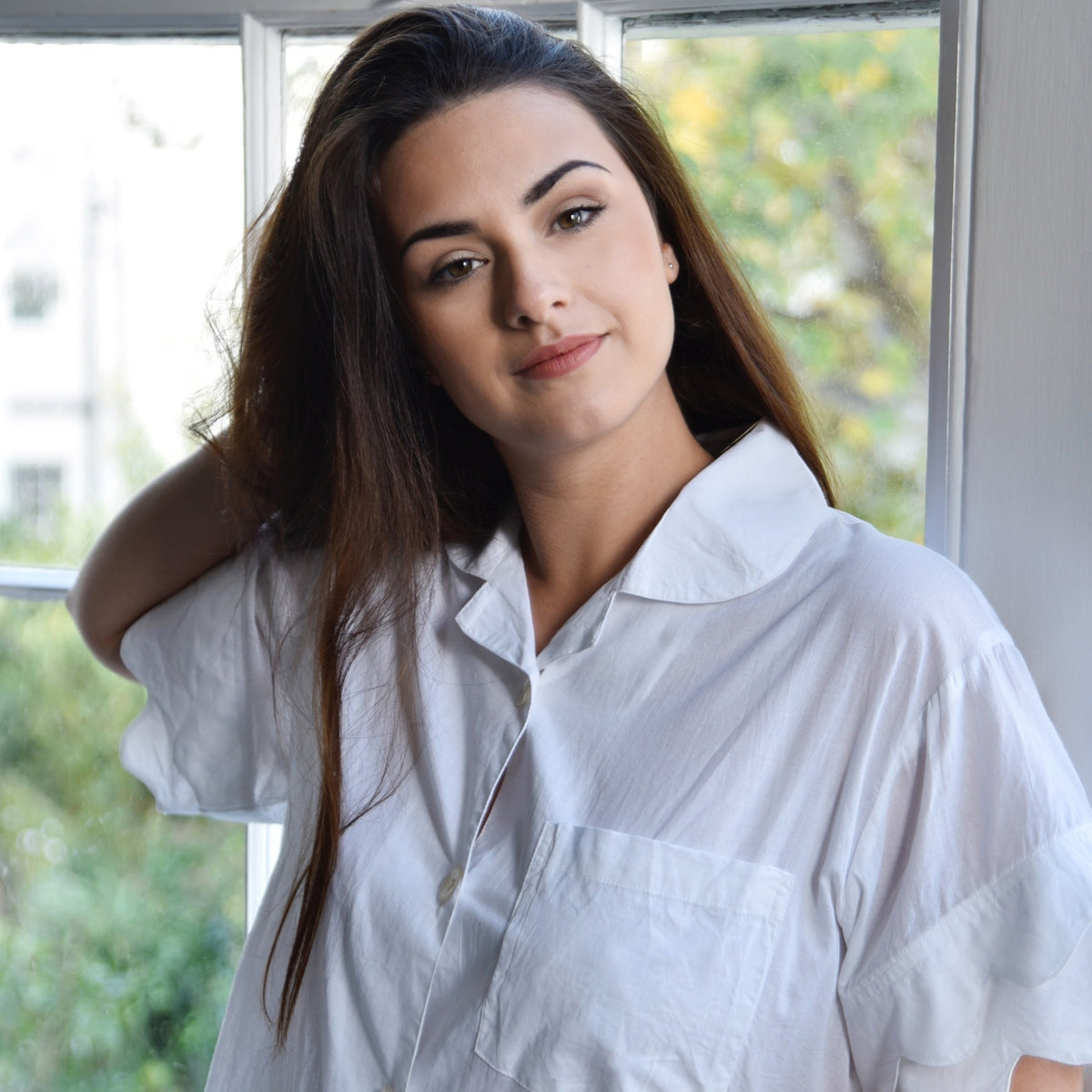 White Scalloped Short Pyjamas