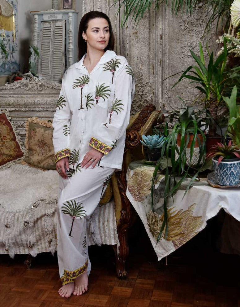 Green Palm Tree Ladies Pyjamas
