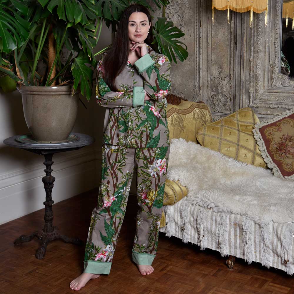 Grey Stargazer Lily Ladies Pyjamas