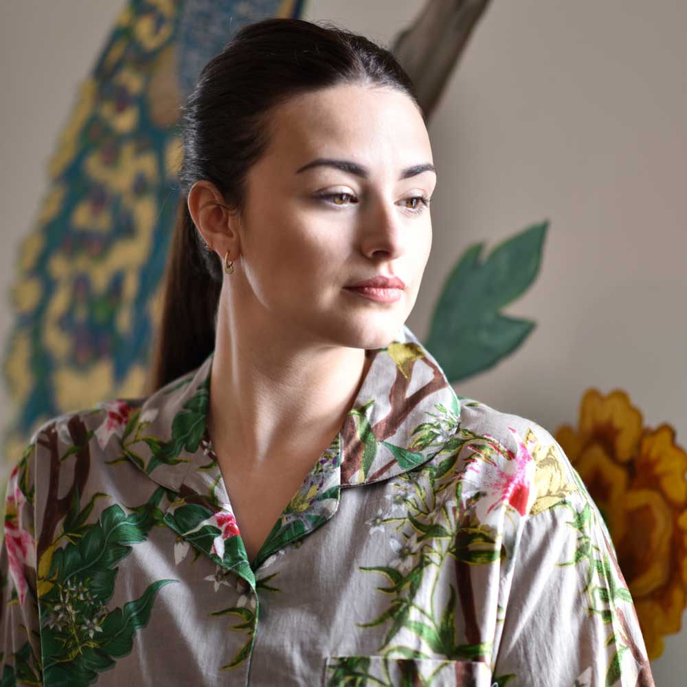 Grey Stargazer Lily Ladies Pyjamas