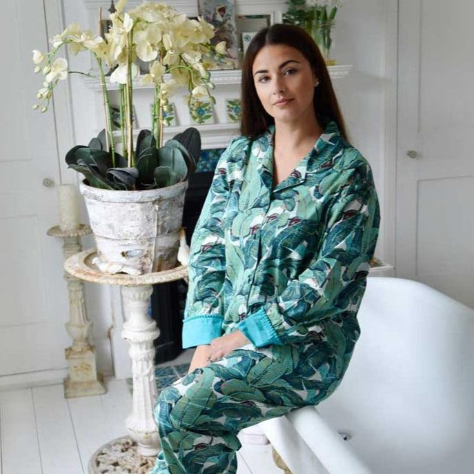 Green Leaf Print Ladies Pyjamas