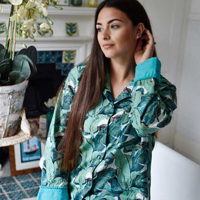 Green Leaf Print Ladies Pyjamas