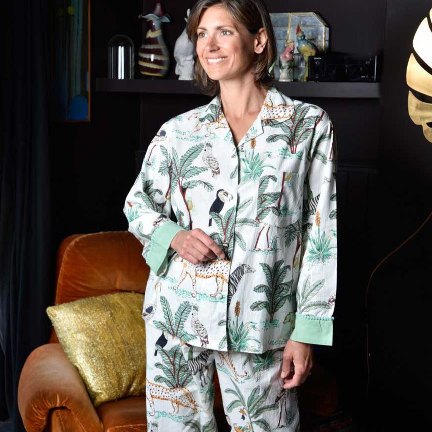 Cream Safari Print Ladies Pyjamas