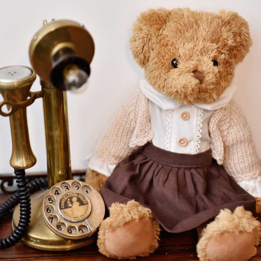 Girl Bear In Knitted Cardigan