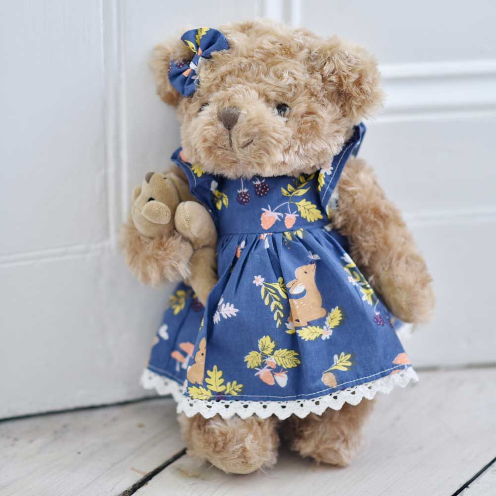 Teddy Bear With Enchanted Forest Dress And Baby Teddy Bear With Enchanted Forest Dress And Baby