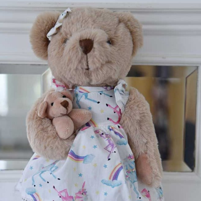 Teddy Bear With Unicorn Print Dress